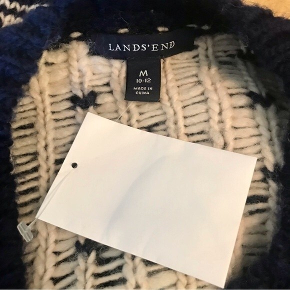 Fair Isle Sweater Wool Blend Sweater Chunky Knit Navy Blue White NWOT - Picture 5 of 9